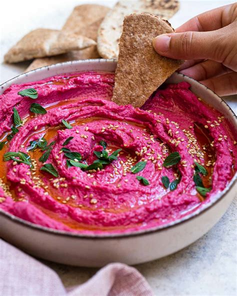 Easy Roasted Beetroot Hummus - Six Hungry Feet