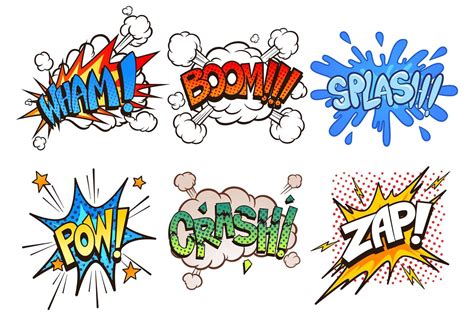 Retro Comic Sound Effects Set 1218648 Vector Art at Vecteezy