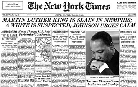 Martin Luther King Assassination Newspaper Article