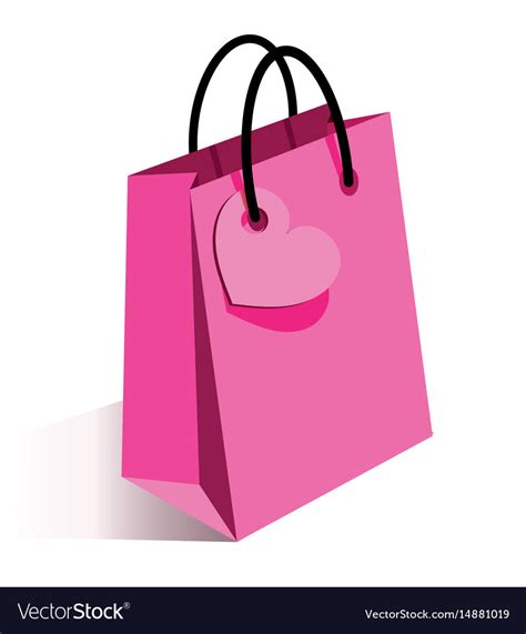 Pink shopping bag with heart Royalty Free Vector Image