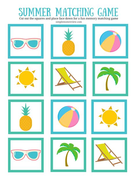 Free Summer Matching Game | Summer puzzle, Free puzzles for kids ...