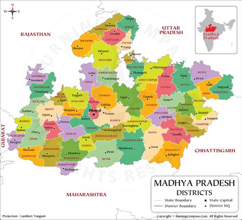 MP Map, Madhya Pradesh Map, MP State Political Map