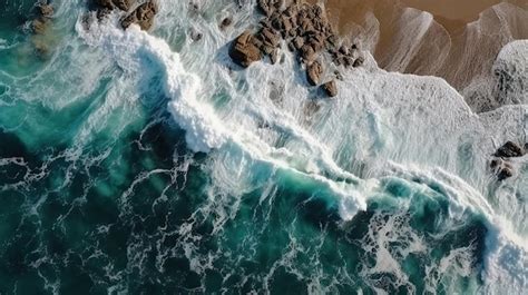 Premium AI Image | Aerial view of the ocean and the beach