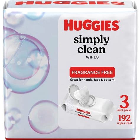 Huggies Simply Clean Wipes - White - Unscented, Hypoallergenic, pH Balanced, Fragrance-free ...