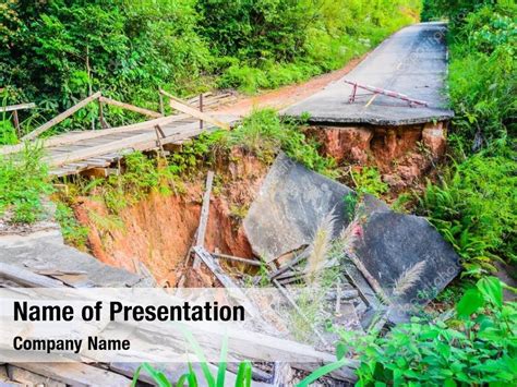 Environmental broken road by an earthquake PowerPoint Template ...