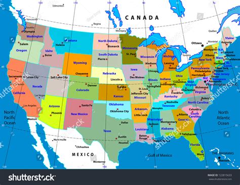 Colorful Usa Map With States And Capital Cities Vectores en stock 122815633 : Shutterstock