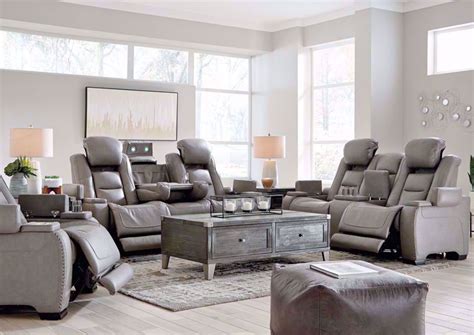 Man-Den Power Reclining Sofa Set - Gray | Home Furniture Plus Bedding