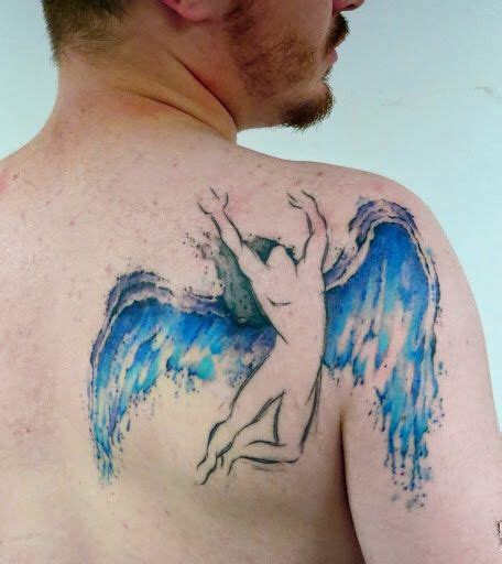 Blue Angel wings Watercolor Tattoo design on shoulder | Tattoo designs, Tattoo designs for girls ...