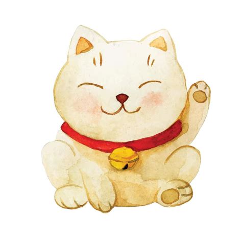 watercolor drawing. lucky chinese cat golden cat chinese new year 12244273 Vector Art at Vecteezy