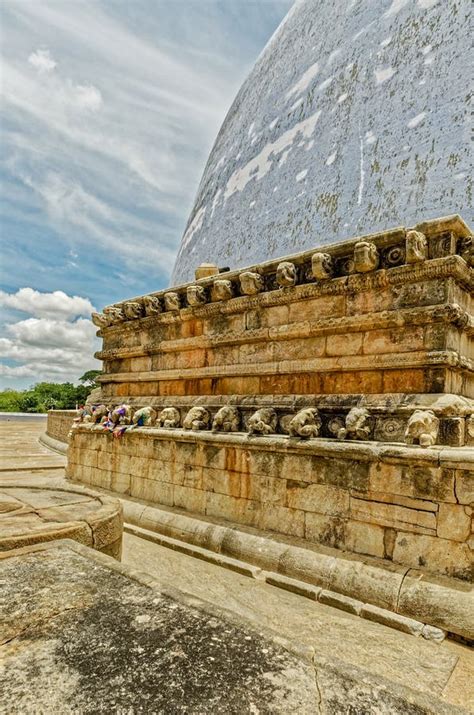 Ruwanwelisaya Side View with Boundary Walls Featuring Elephant ...