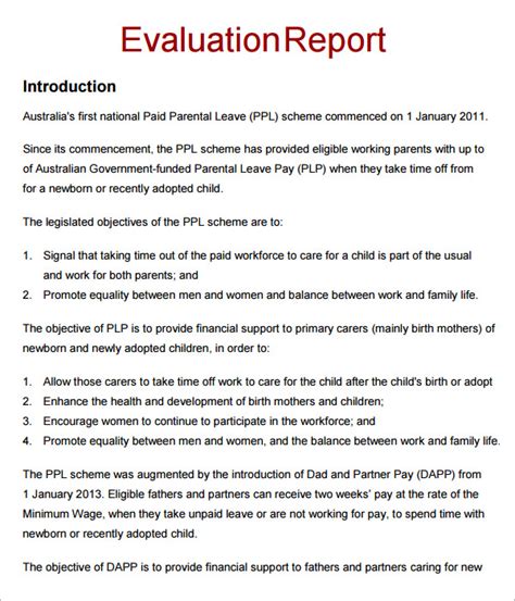 Sample Evaluation Report Template - 7+ Free Documents Download in PDF