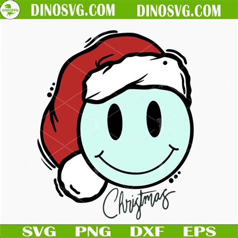 Smiley Face Christmas SVG, Santa Smiley Face SVG, Smiley Face Santa Hat ...