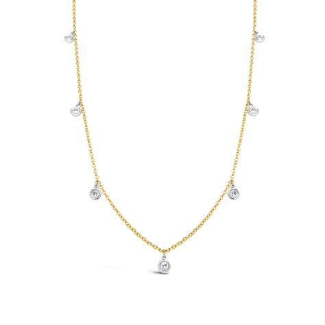 14k Yellow Gold .13ctw Diamond Station Necklace