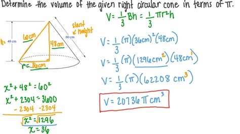 Question Video: Finding the Volume of a Cone given Its Height and Slant Height | Nagwa