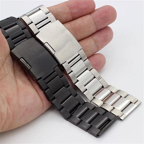 Brushed Stainless Steel Watch Band Strap 18mm 20mm 22mm 24mm 26mm 28mm 30mm 32mm Watchbands for ...