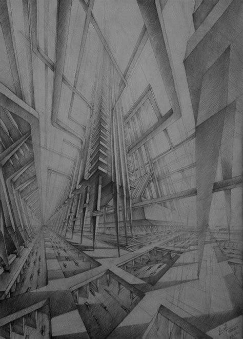 Non-Euclidean geometry City | Perspective drawing architecture, Architecture drawing art ...