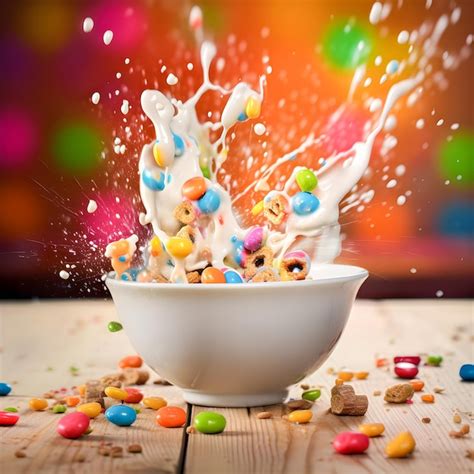 Premium AI Image | Cereal milk bowl Splash of milk splashing with ...