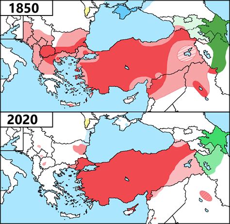 Distribution of Turkic peoples in 1850 and 2000. The ethnic cleaning ...