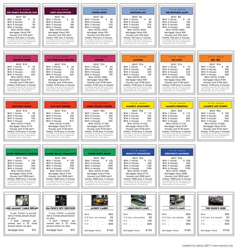 Monopoly Property Cards Template - Best Business Templates