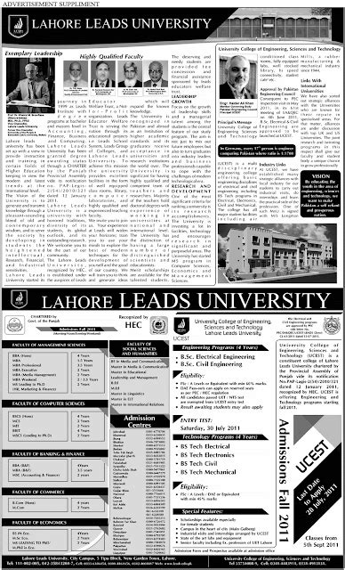 Admission in Pakistan: 25-Jul-2011