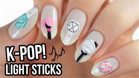 K-Pop Light Stick Nails feat. BTS, Blackpink, EXO, Twice, and SHINee! - YouTube