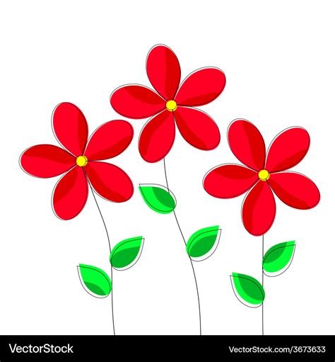 Cartoon red flowers on white background Royalty Free Vector