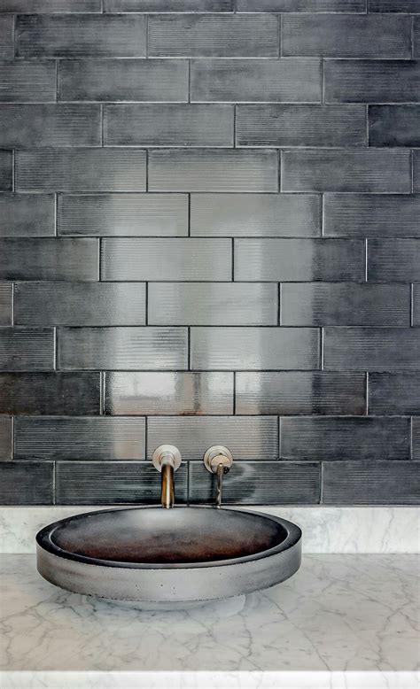 Glossy gray subway tile for a powder bathroom | Pantry design, Grey subway tiles, Backsplash designs