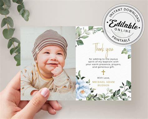 baptism thank you card template free cards design templates - printable ...