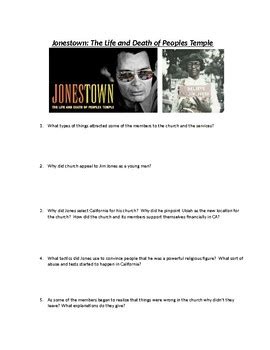 Jonestown: The Life and Death of Peoples Temple Video Questions | TpT