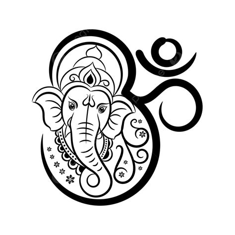 Lord Ganesha Face Illustration With Om Symbol, Lord Drawing, Face Drawing, Symbol Drawing PNG ...