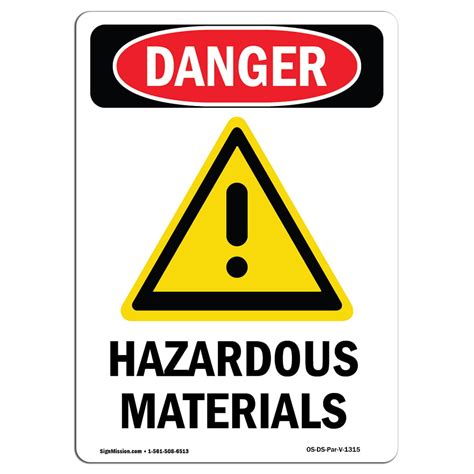 OSHA Danger Sign - Hazardous Materials | Choose from: Aluminum, Rigid Plastic Or Vinyl Label ...