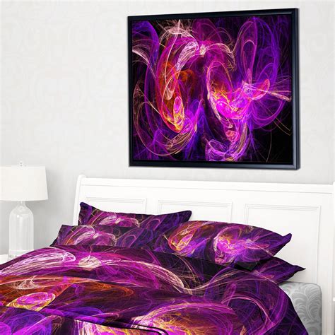 Designart "Colored Smoke Blue Purple" Abstract Framed Canvas art print - Bed Bath & Beyond ...