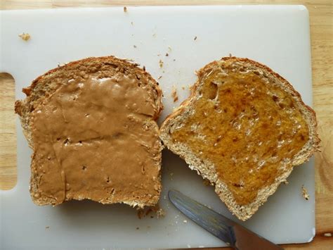 Peanut butter and honey sandwich on wheat