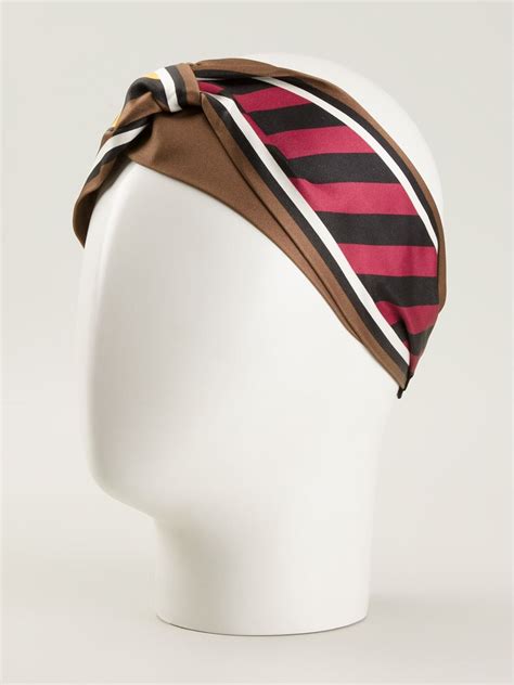 Fendi Striped Headband in Brown | Lyst