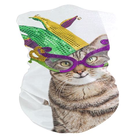 Funny Photo Of A Happy Cat Wearing Mardi Gras Mask Elastic Headbands ...