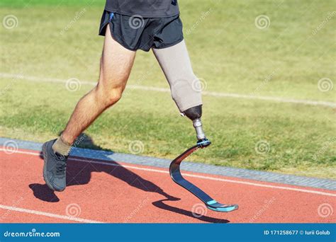 Runner with a Prosthetic Leg. Amputee Sportsman Stock Image - Image of ...