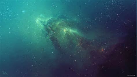 green, Space, Artwork, TylerCreatesWorlds, Nebula Wallpapers HD ...