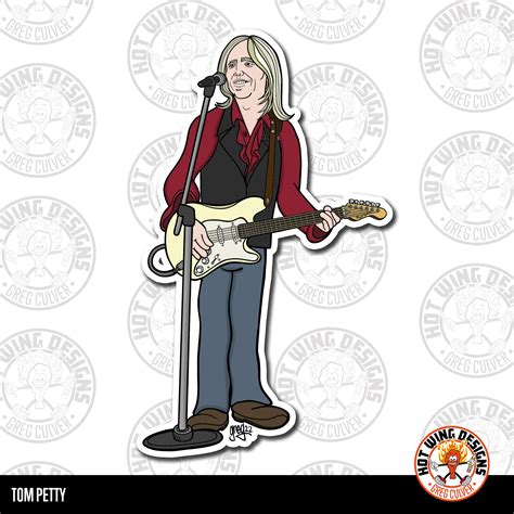 Tom Petty Cartoon Sticker | Hot Wing Designs