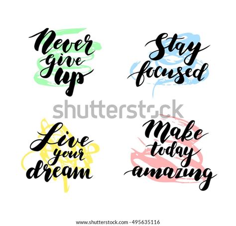 「Four Motivational Inspirational Quotes Modern Calligraphy」のベクター画像素材 ...