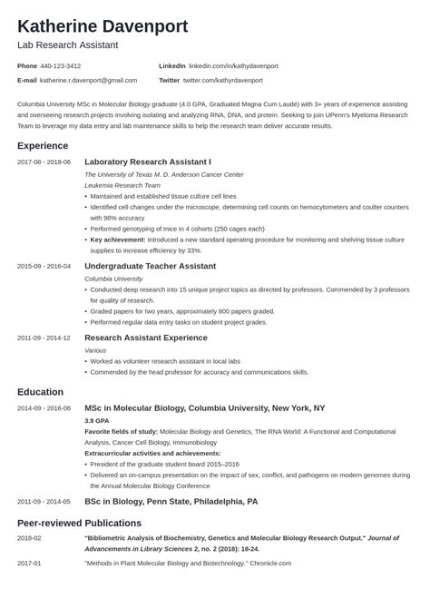 Research Assistant Resume Example & Skills for 2024