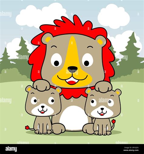 Cute lion family cartoon Stock Vector Image & Art - Alamy