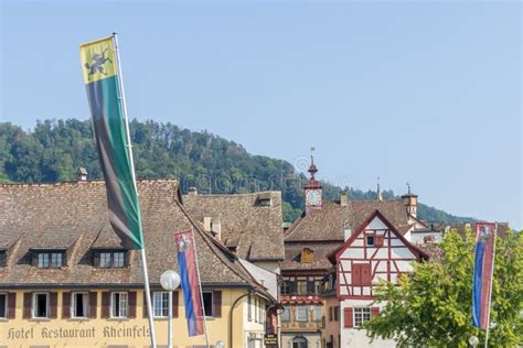 City Hall Clock Tower in Swiss Travel Town Editorial Stock Photo - Image of rathausplatz, hall ...