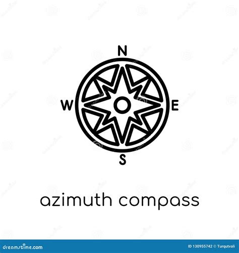 Azimuth Compass Vector Icon On White Background. Flat Vector Azimuth Compass Icon Symbol Sign ...