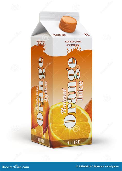 Orange Juice Carton Cardboard Box Pack Isolated on White Background. Stock Illustration ...