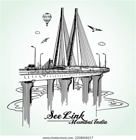 Mumbai Sea Link Skyline Bombay India Stock Vector (Royalty Free ...