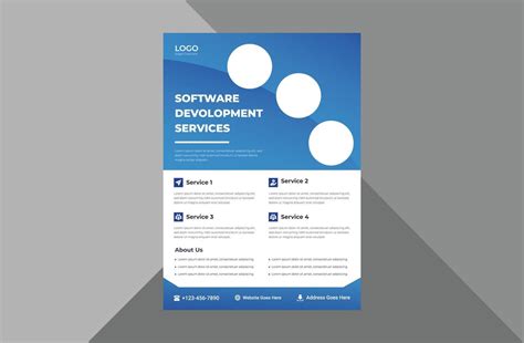 software development service flyer template. software agency poster leaflet design. a4 template ...