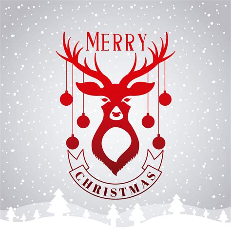 Merry Christmas Card with Deer and Ornaments 701080 Vector Art at Vecteezy