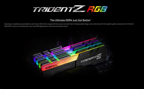 G.Skill 64GB (4x16GB) F4-3600C16Q-64GTZRC Trident Z RGB 3600MHz DDR4 RAM - Umart.com.au