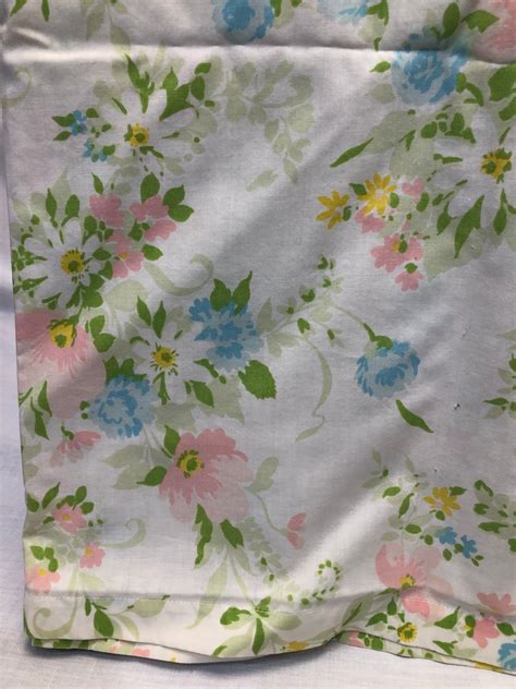 Vintage floral twin flat sheet JC Penney flowers yellow | Etsy