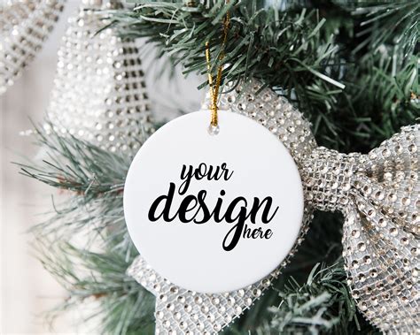 Stationery Design & Templates Graphic Design Christmas Mockup round white ceramic ornament blank ...